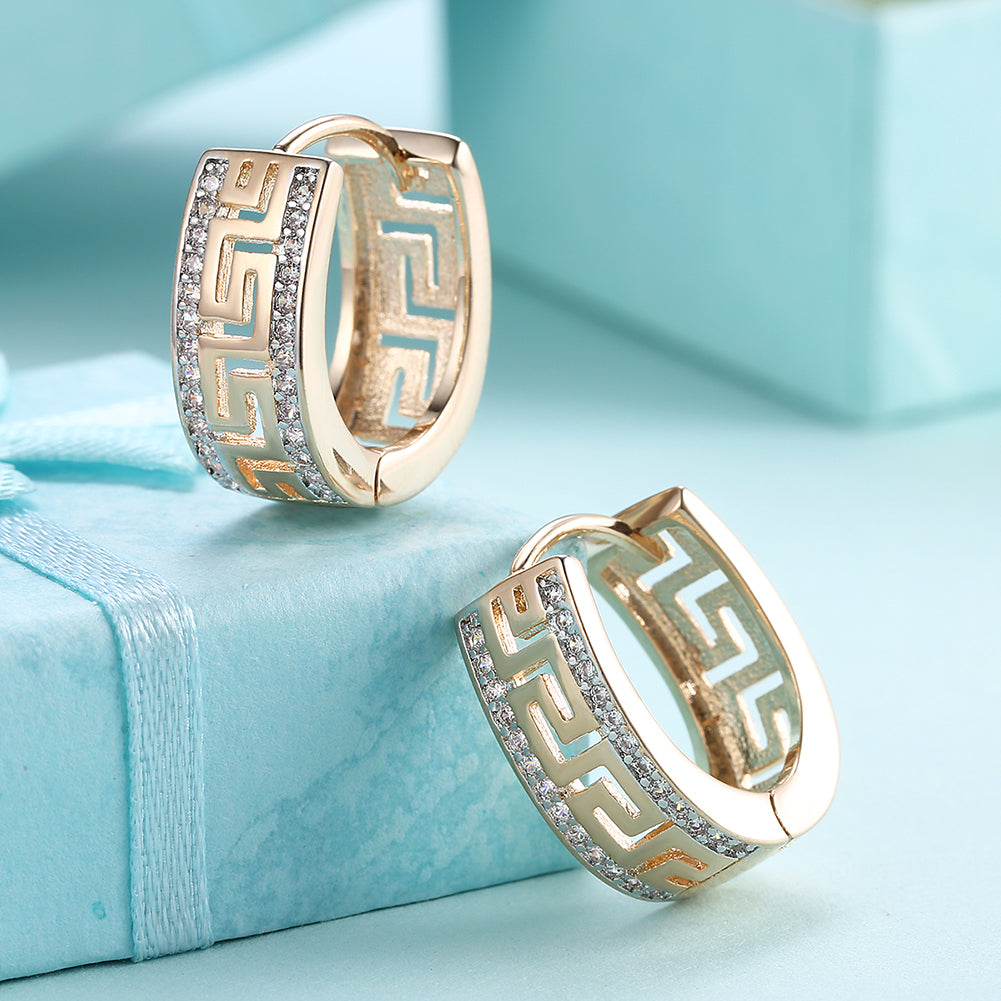 14K Gold Plated Swarovski Micro-Lining Greek Design Earrings, , Golden NYC Jewelry, Golden NYC Jewelry  jewelryjewelry deals, swarovski crystal jewelry, groupon jewelry,, jewelry for mom,