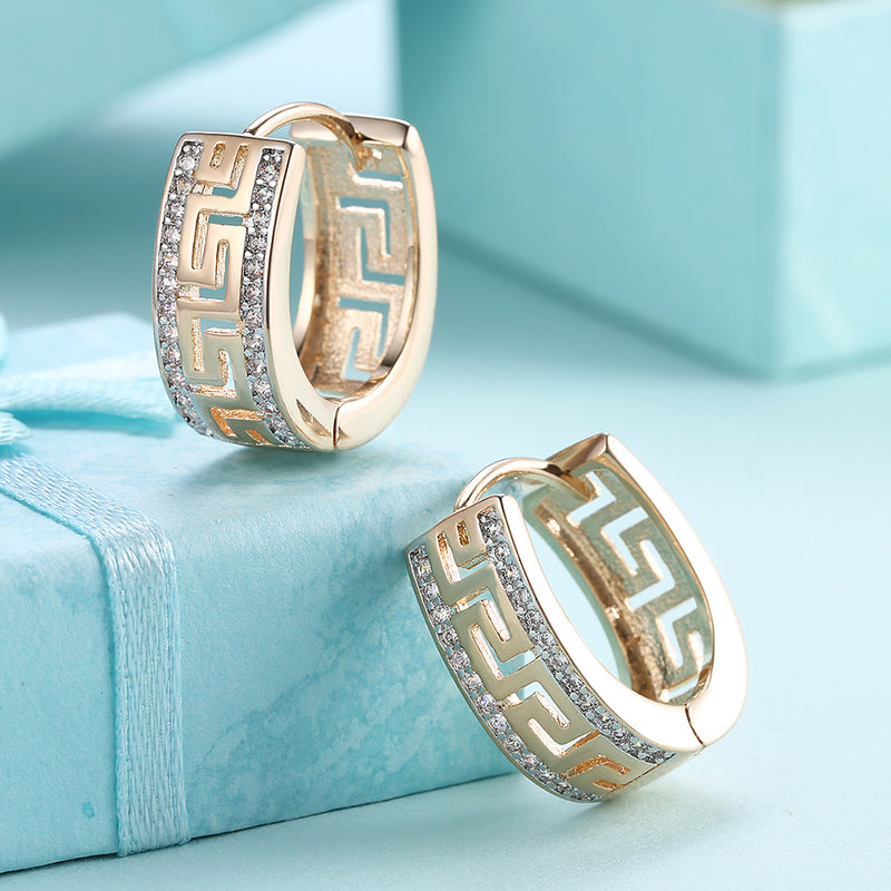 14K Gold Plated Swarovski Elements Roman Ingrain Pave Huggie Earrings, , Golden NYC Jewelry, Golden NYC Jewelry  jewelryjewelry deals, swarovski crystal jewelry, groupon jewelry,, jewelry for mom,