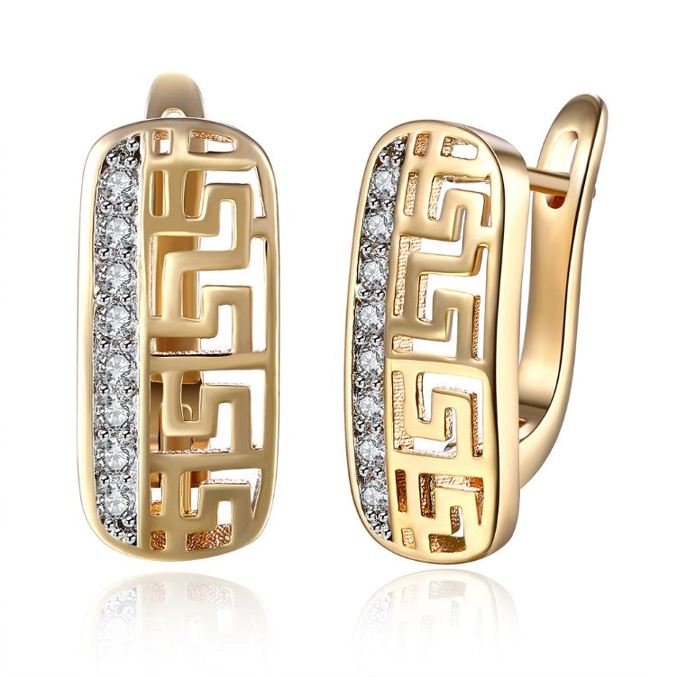 Laser Cut Austrian Crystal Micro-Pav'e Lined Huggie Hoop Earrings Set in 18K Gold - Golden NYC Jewelry