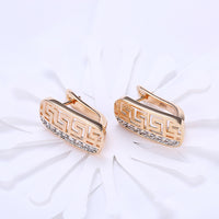 Laser Cut Austrian Elements Clip On Earrings in 14K Gold