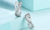 14K White Gold Plated Austrian Elements Pav'e Greek Key Design Pav'e Curved Hinge Earrings