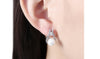 14K White Gold Plating Austrian Elements Pav'e Freshwater Pearl Pear Cut Clip On Earrings