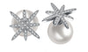 Freshwater Pearl Austrian Elements Pav'e Starburst Studs in 14K White Gold Plating
