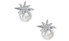 Freshwater Pearl Austrian Elements Pav'e Starburst Studs in 14K White Gold Plating