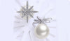 Freshwater Pearl Austrian Elements Pav'e Starburst Studs in 14K White Gold Plating