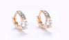 14K Gold Plating White Elements Pav'e Harp Shaped Clip On Earrings