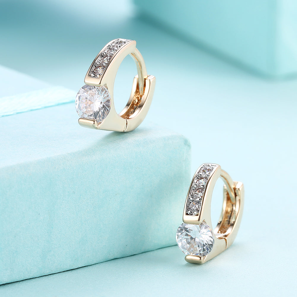 Mini Austrian Circular Earrings in 14K Gold