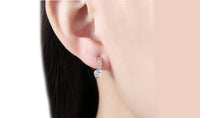 14K Gold Plating White Elements Pav'e Harp Shaped Clip On Earrings