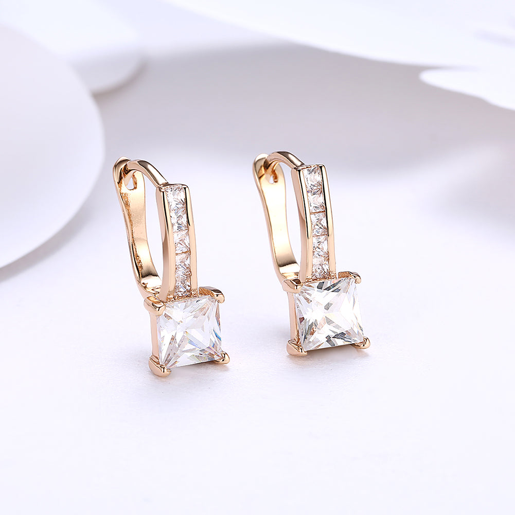 Princess Cut Pav'e Austrian Elements in 14K Gold