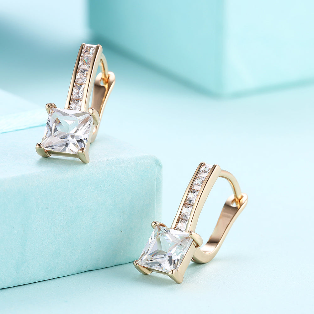 Princess Cut Pav'e Austrian Elements in 14K Gold