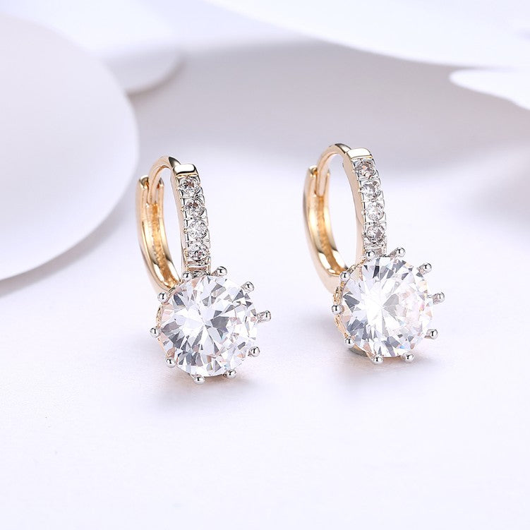 Simulated Diamond Star Shaped Princess Cut Leverback Earrings Set in 18K Gold - Golden NYC Jewelry