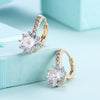 Simulated Diamond Star Shaped Princess Cut Leverback Earrings Set in 18K Gold - Golden NYC Jewelry