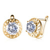 Swarovski Crystal Filligree Circular Leverback Earrings Set in 18K Gold - Golden NYC Jewelry