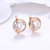 Swarovski Crystal Filligree Circular Leverback Earrings Set in 18K Gold - Golden NYC Jewelry
