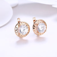 Swarovski Crystal Filligree Circular Leverback Earrings Set in 18K Gold - Golden NYC Jewelry