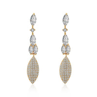 Swarovski Crystal Micro-Pave Dangling Pear Shaped Earrings Set in 18K Gold - Golden NYC Jewelry