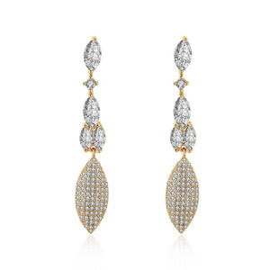 Austrian Crystal Micro-Pav'e Dangling Pear Shaped Earrings Set in 18K Gold - Golden NYC Jewelry