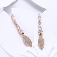 Swarovski Crystal Micro-Pave Dangling Pear Shaped Earrings Set in 18K Gold - Golden NYC Jewelry