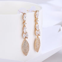 Swarovski Crystal Micro-Pave Dangling Pear Shaped Earrings Set in 18K Gold - Golden NYC Jewelry