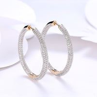 Swarovski Elements Micro Pave' Hoop Earrings in 18K Gold Plated - Golden NYC Jewelry