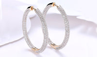 14K Gold Plating London Inspired Elements Pav'e Circular Hoop Earrings- Two Options