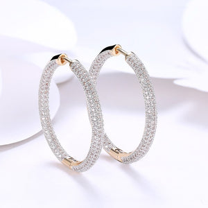 Austrian Elements Micro Pave' Hoop Earrings in 18K Gold Plated - Golden NYC Jewelry