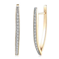 Swarovski Crystal Micro-Pave Curved Huggie Earrings Set in 18K Gold - Golden NYC Jewelry