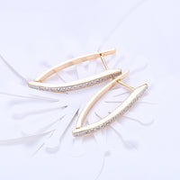 White Austrian Elements Thin Earrings In 14K Gold