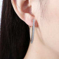 White Austrian Elements Thin Earrings In 14K Gold