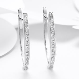 Halo Stud Earring with Adjustable Tennis Bracelet made With Austrian Crystals with Luxe Box - 18K White Gold