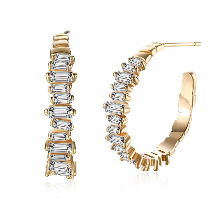 Austrian Crystal Abstract Crystal Dust Earrings Set in 18K Gold - Golden NYC Jewelry