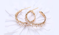 14K Gold Plating Emerald Cut Asymmetrical Elements Earrings