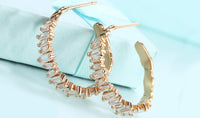 14K Gold Plating Emerald Cut Asymmetrical Elements Earrings