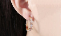 14K Gold Plating Emerald Cut Asymmetrical Elements Earrings