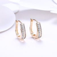 Austrian Elements Harp Shaped Earrings in 14K Gold