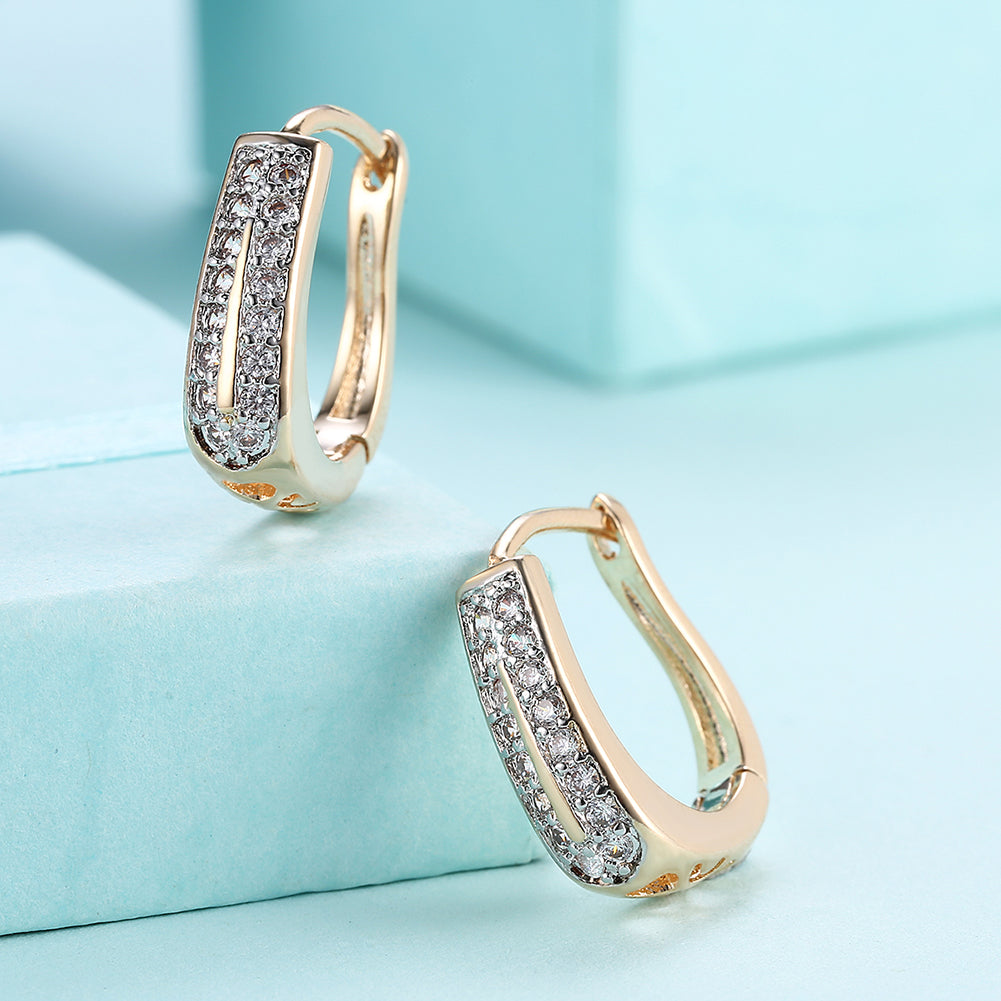 Austrian Elements Harp Shaped Earrings in 14K Gold