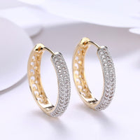 Swarovski Crystal Micro Pave Classic Circular Huggies Set in 18K Gold - Golden NYC Jewelry