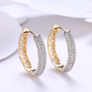 Austrian Elements Thick-Cut Pav'e Earrings in 14K Gold