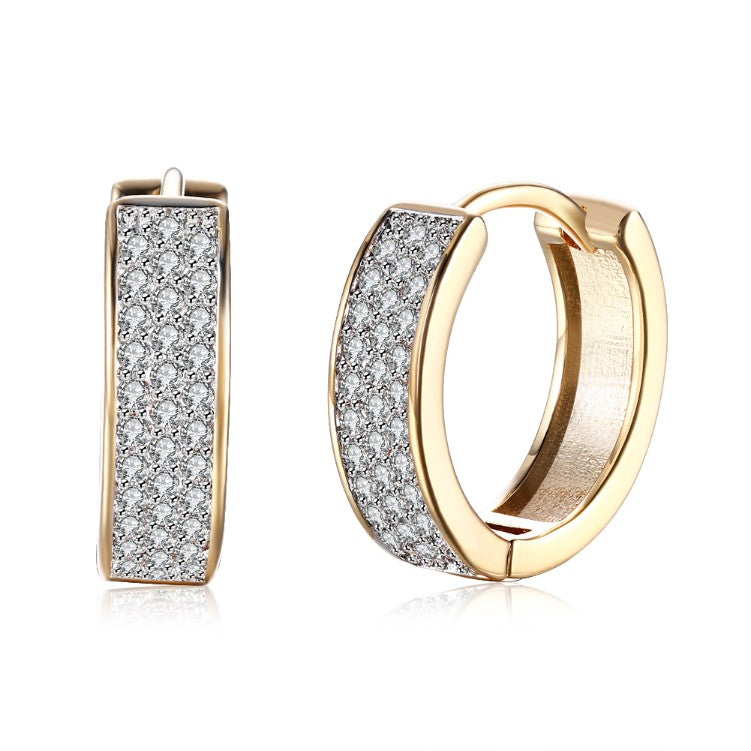 Swarovski Crystal Micro Pave Classic Huggies Set in 18K Gold - Golden NYC Jewelry