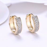 Swarovski Crystal Micro Pave Classic Huggies Set in 18K Gold - Golden NYC Jewelry