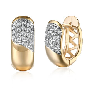 Austrian Crystal Curved Layering Huggies Set in 18K Gold - Golden NYC Jewelry