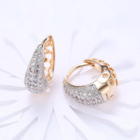 Swarovski Crystals 18mm Pave Heart Filigree Drop Huggie Earring