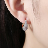 Swarovski Crystals 18mm Pave Heart Filigree Drop Huggie Earring