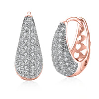 Swarovski Crystal Micro-Pave Pear Shaped Teardrop Huggies Set in 18K Gold - 3 Finishes - Golden NYC Jewelry