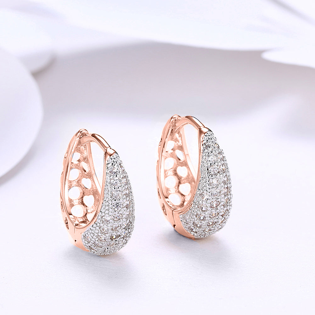 Swarovski Crystal Micro-Pave Pear Shaped Teardrop Huggies Set in 18K Gold - 3 Finishes - Golden NYC Jewelry