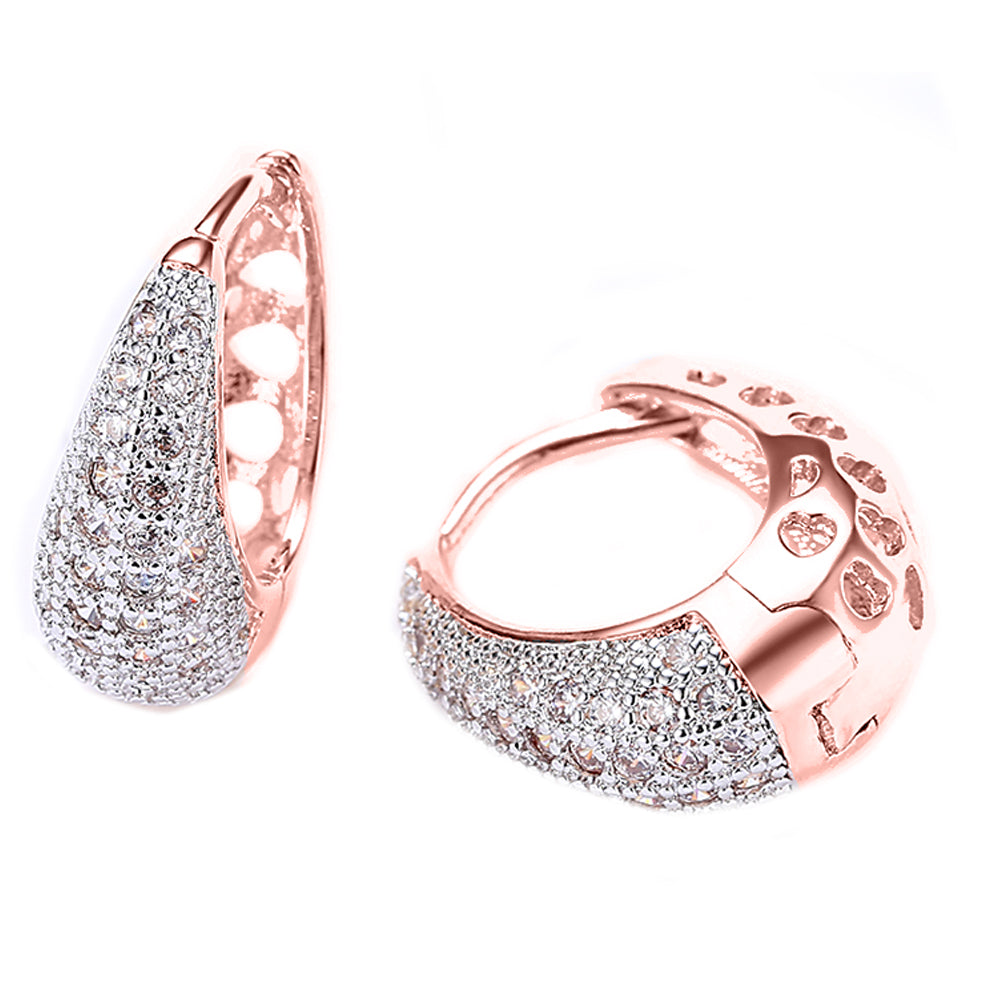 Swarovski Crystal Micro-Pave Pear Shaped Teardrop Huggies Set in 18K Gold - 3 Finishes - Golden NYC Jewelry