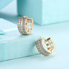 Austrian Crystal Three Dangling Lined Huggies Set in 18K Gold - Golden NYC Jewelry