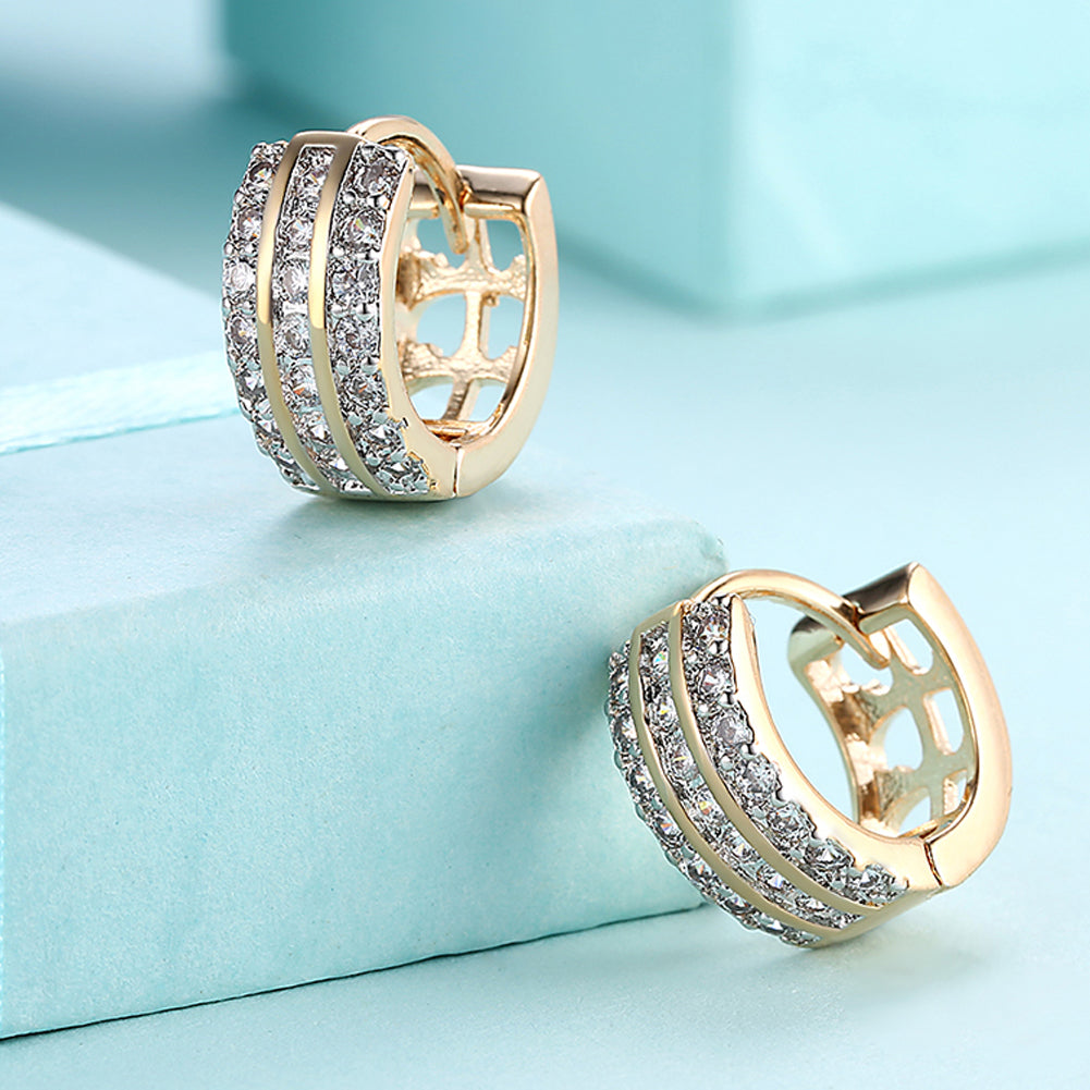 Austrian Crystals 15mm Pave Triple Row Huggie  Earring