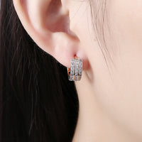 Swarovski Crystals 15mm Pave Triple Row Huggie Earring