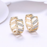 Swarovski Crystal Curved Hollow Huggies Set in 18K Gold - Golden NYC Jewelry